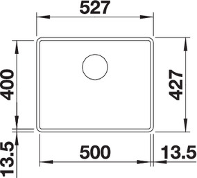 Схема встраивания 1 для мойки Blanco SUBLINE 500-F темная скала клапан-автомат InFino 523533