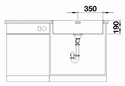 Схема встраивания 3 для мойки Blanco Andano 700-IF-A нержавеющая сталь полированная клапан-автомат InFino 525246