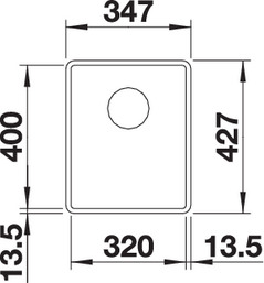 Схема встраивания 1 для мойки Blanco SUBLINE 320-F антрацит клапан-автомат InFino 523416