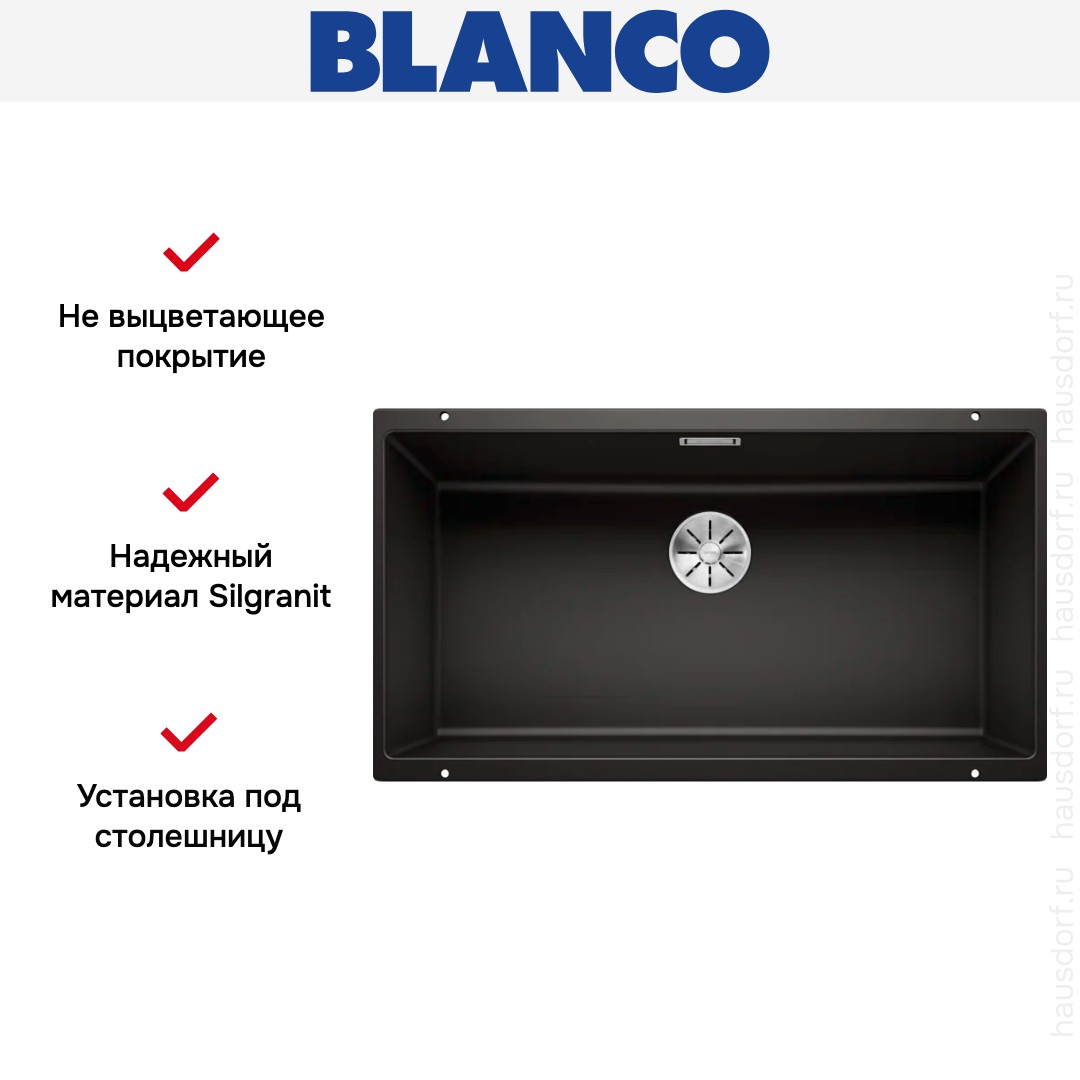 Мойка BLANCO SUBLINE 800-U Silgranit черный 526005 фото 2 Мойка BLANCO SUBLINE 800-U Silgranit черный 526005 фото 2