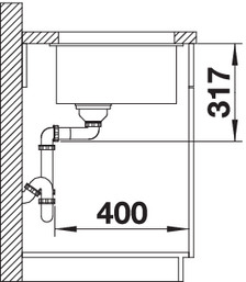Схема встраивания 2 для мойки Blanco Etagon 700-U SILGRANIT PuraDur антрацит клапан-автомат InFino 525167