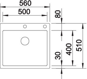 Схема встраивания для мойки Blanco Claron 500-IF/A Durinox® отводная арматура InFino® нержавеющая сталь полированная клапан-автомат InFino 523393