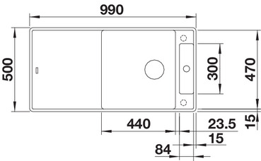 Схема встраивания 1 для мойки Blanco AXIA III XL 6 S-F кофе клапан-автомат InFino 523531