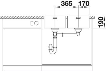 Схема встраивания 3 для мойки Blanco Andano 340/340-IF нержавеющая сталь полированная 522981