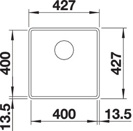 Схема встраивания 1 для мойки Blanco SUBLINE 400-F жасмин клапан-автомат InFino 523498