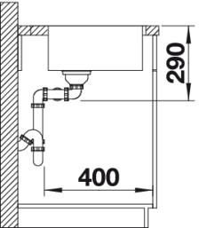 Схема встраивания 3 для мойки Blanco Andano 340/340-IF-A нержавеющая сталь полированная клапан-автомат InFino 522997