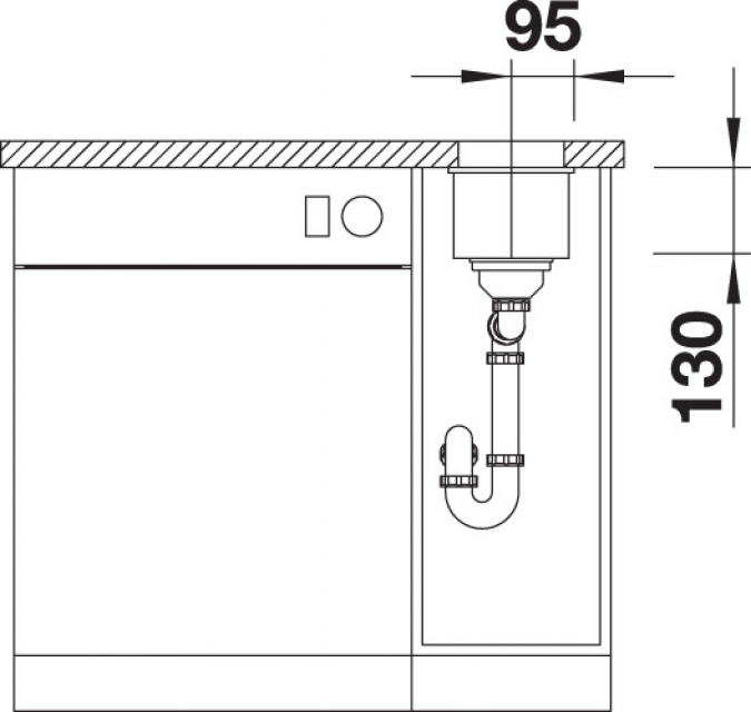 Схема встраивания 3 для мойки Blanco SUBLINE 160-U SILGRANIT кофе клапан-автомат InFino 523405
