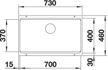 Схема встраивания 1 для мойки Blanco Etagon 700-U SILGRANIT PuraDur темная скала клапан-автомат InFino 525168