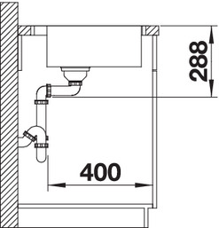 Схема встраивания 2 для мойки Blanco Zerox 700-IF/A Durinox® нержавеющая сталь полированная клапан-автомат InFino 523102