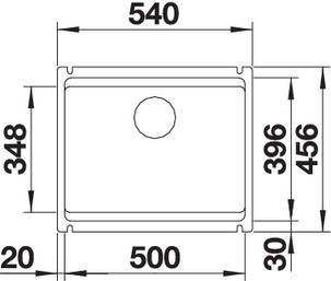 Схема встраивания 1 для мойки Blanco Etagon 500-U PuraPlus базальт клапан-автомат InFino 525154