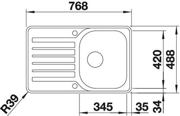 Схема встраивания 2 для мойки Blanco Lantos 45 S-IF Compact нержавеющая сталь 519059