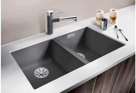 Мойка Blanco SUBLINE 350/350-U SILGRANIT антрацит клапан-автомат InFino 523574